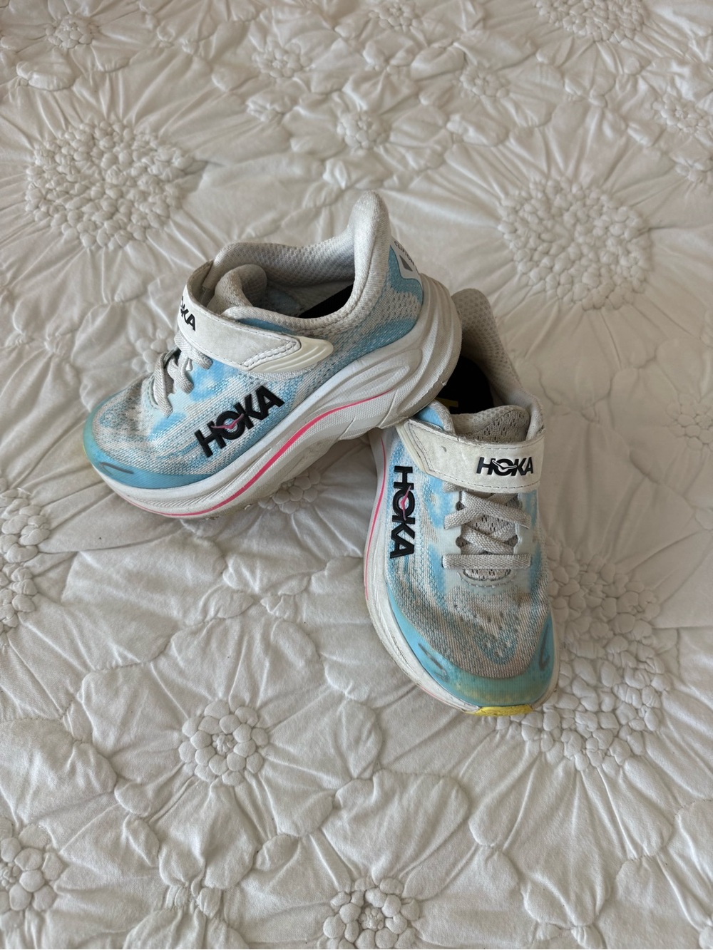 HOKA Kids' Lightweight Blue & White Running Shoes